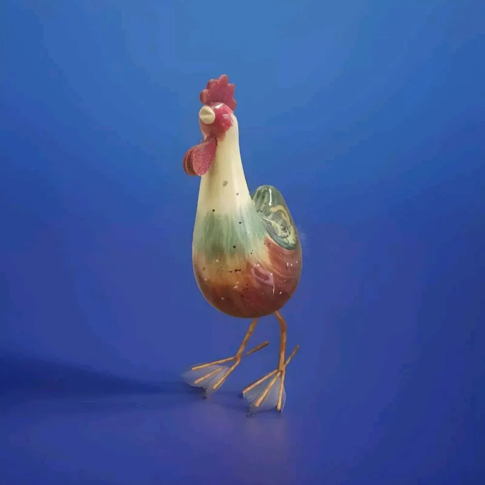 🐓Rocking Rooster Figurine w/Metal‎ Feet Bobble Body Farms Barn Decor 10